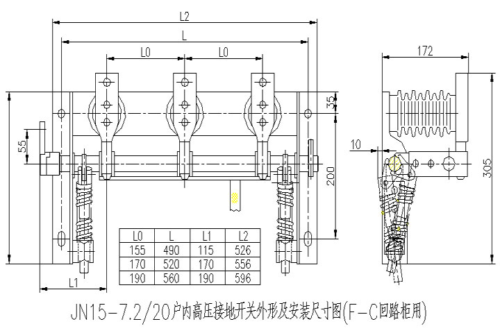 JN15-7.2/20户内高压接地开关